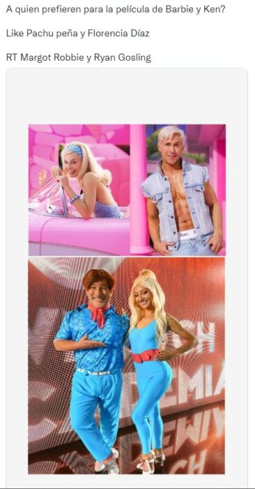 meme de las primeras imágenes de Margot Robbie y Ryan Gosling como Barbie y Ken